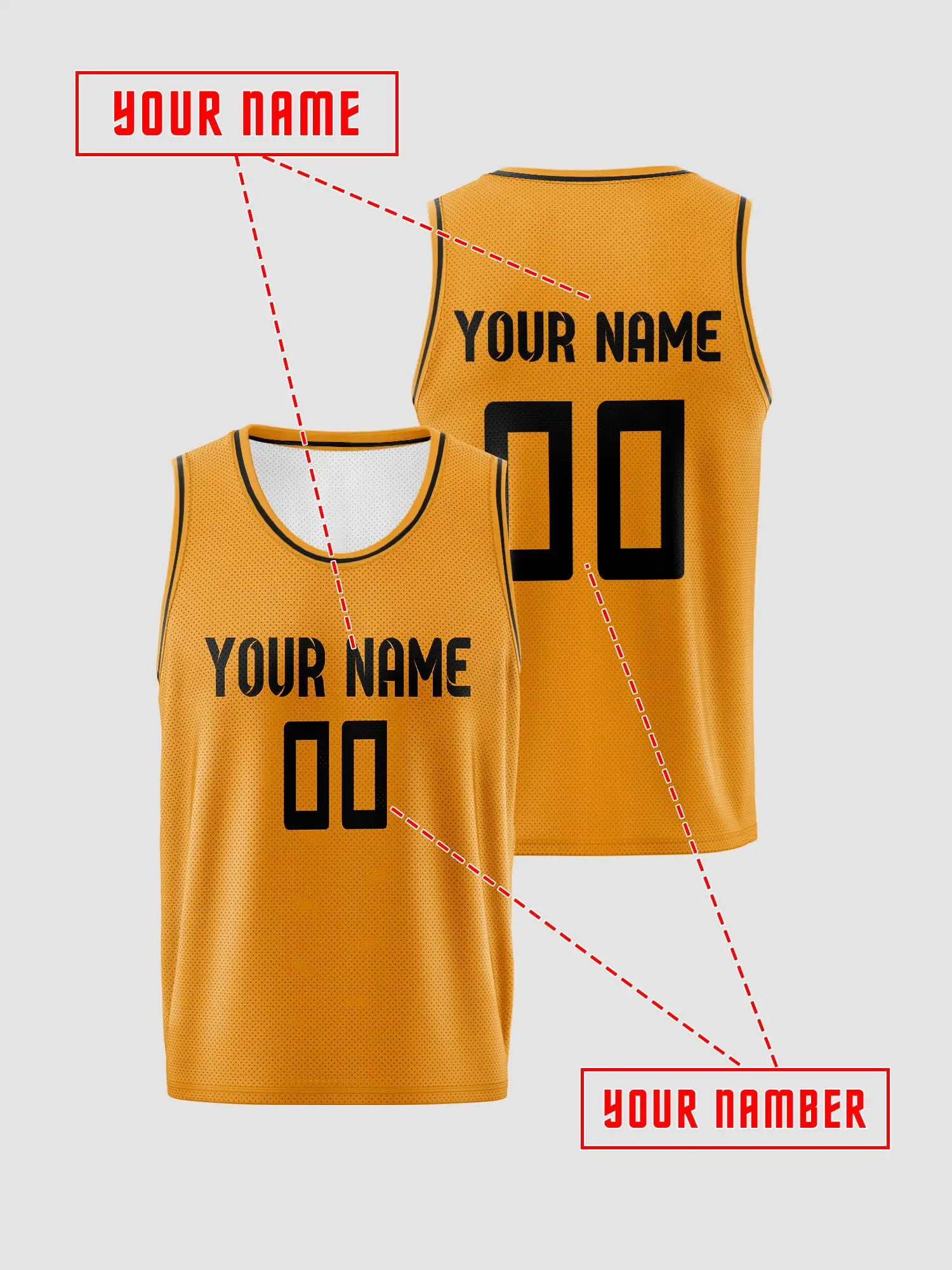 Orange Black Trim Custom Basketball Jersey Set, Adults Kids Name Number Print Quick‑Dry Uniform