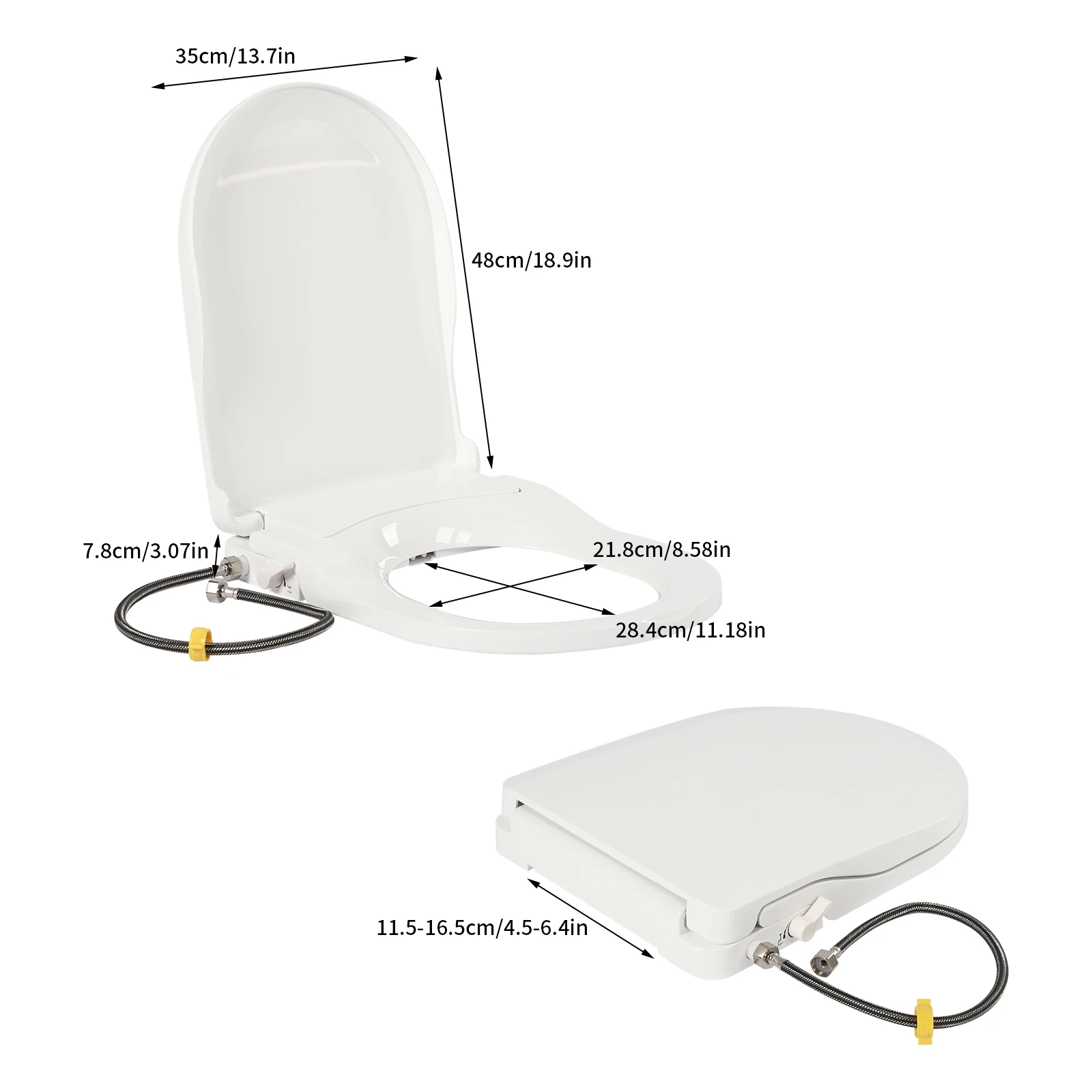

Non-Electric Bidet Toilet Seat with Lid, Dual Nozzle D-shaped Fits Elongated Toilets, Non-electrical Cleaning Stool Cover Toilet