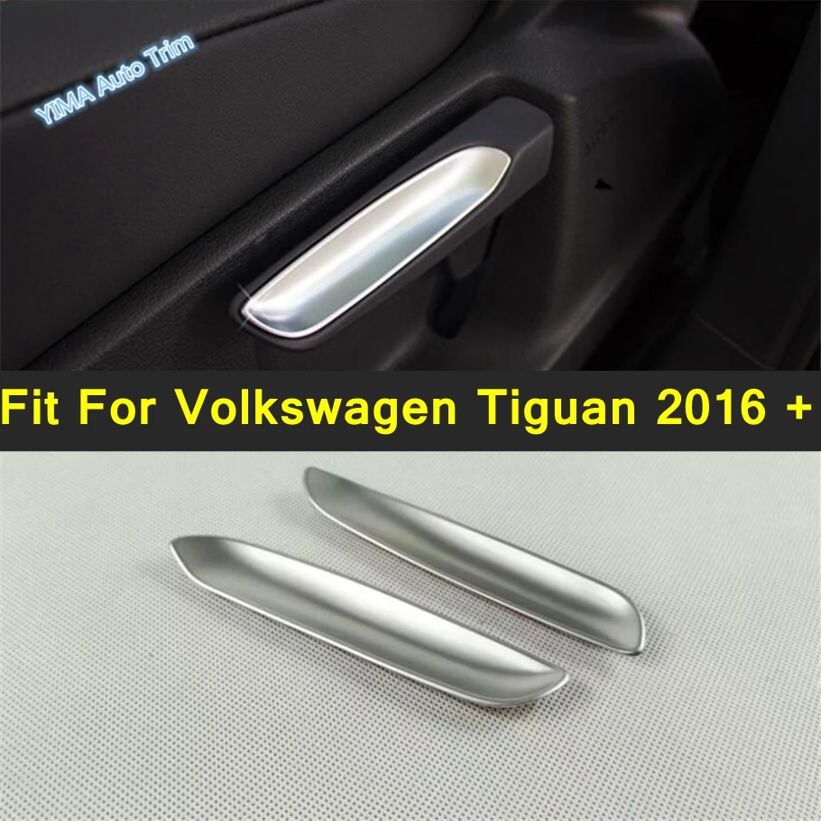 

Car Seat Adjustment Backres Handle Sequins Cover Trim 2PCS For Volkswagen Tiguan 2016 - 2022 Pearl Chrome Interior Accessories