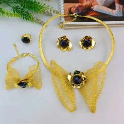 EMMA New Trendy Brazilian Goldplated Jewelry Set African Nigeria Luxury Women Wedding Handmade Bow-knot Jewelry Accessories Gift