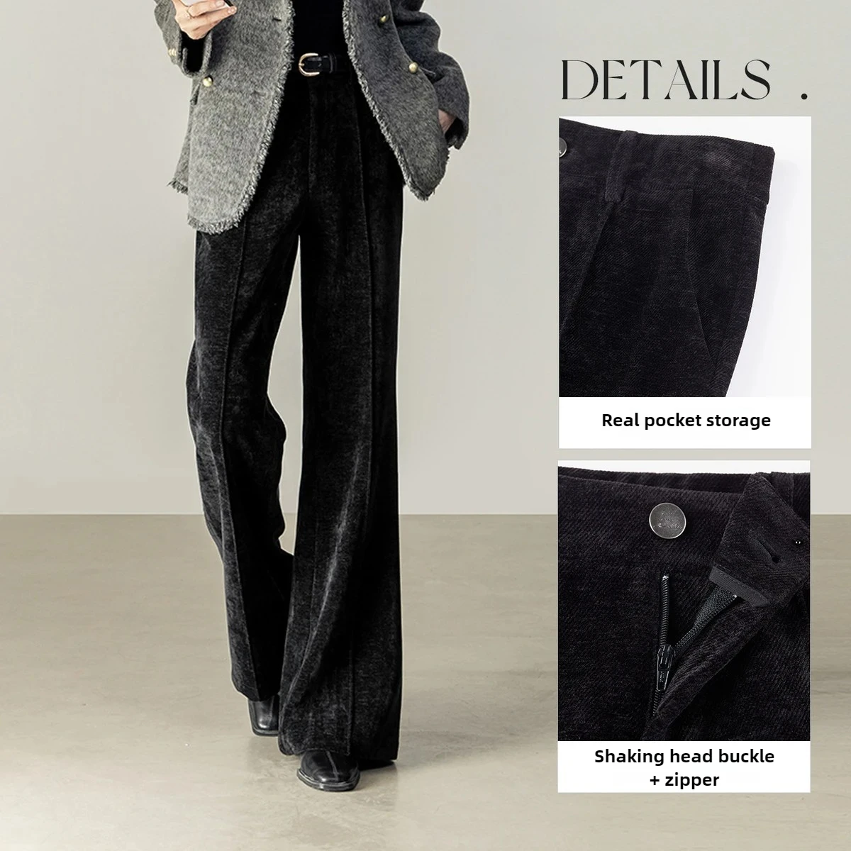 SENTUBILA Winter Women Flare Pants 2025 Solid Casual Long Pants Pockets Elegant Versatile Warm Trouser Female Clothing 154K80199
