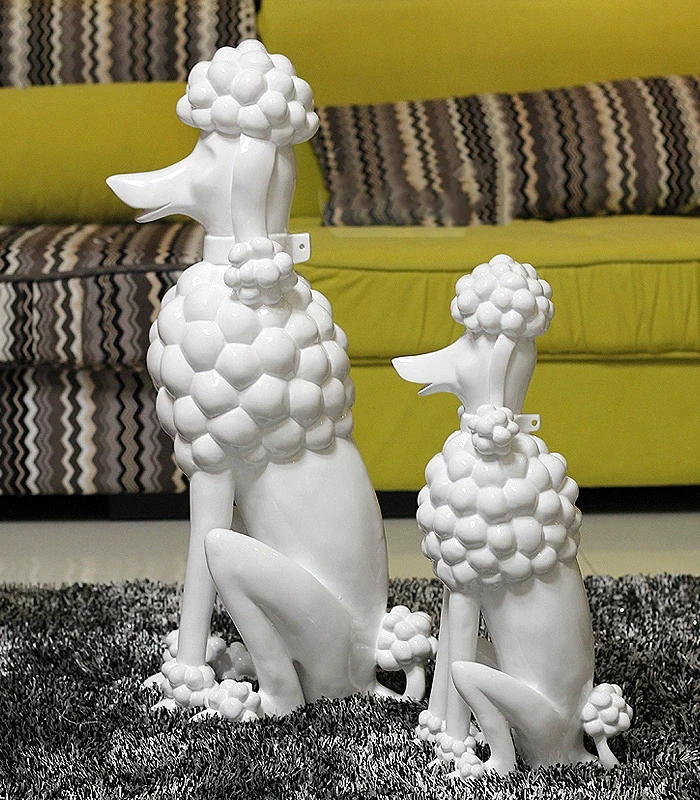 Pudel-Hunde-Skulptur, Tier-Hundestatuen, nordische Raumdekoration, kreative Kunstwerke, Ornamente, Heimhandwerk, Bodendekoration, individuell – Detail 6