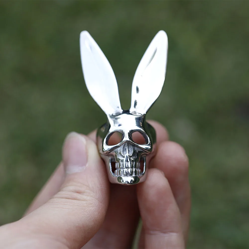 EW Men\'s 316L stainless steel rings unique Halloween Gothic Funny Skull Rabbit ring Punk Jewelry Gifts free shipping