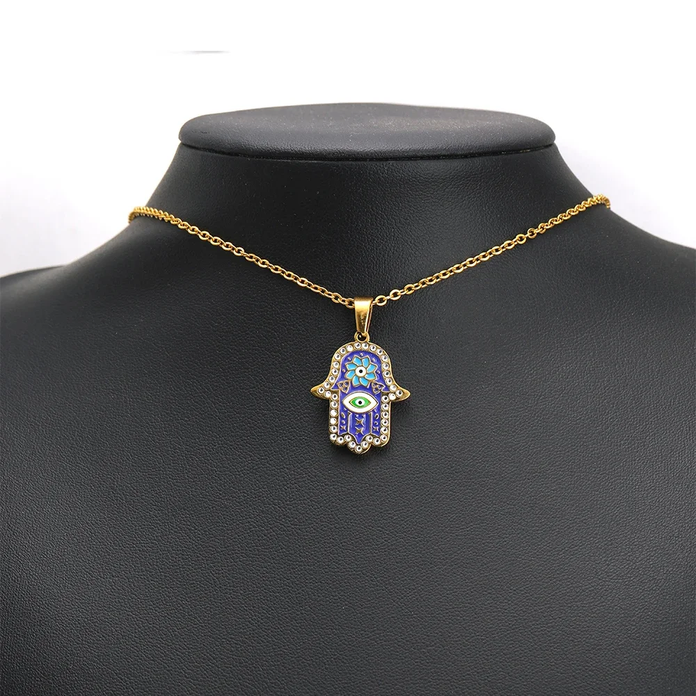 Breloques à Main Hamsa en Acier Inoxydable, 4 Pièces, Pendentif en Forme de Cœur, pour Bijoux de Bricolage, Collier de Direction, Accessoires de Bracelet Faits à la Main