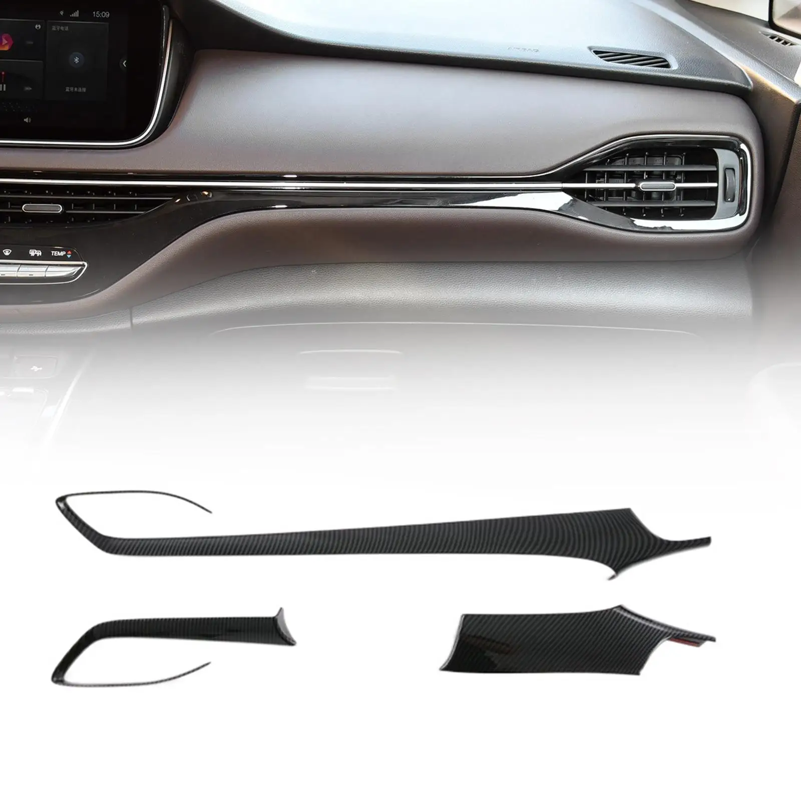 Durable Center Console Interior Decor Cover for Byd 22 Car Right Hand Drive Carbon Fiber Finish