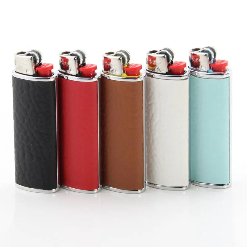 DOLPHIN Metal PU Leather Case Decorative Shell DIY Handmade Covering leather Trim Liner For Bic Lighter J6