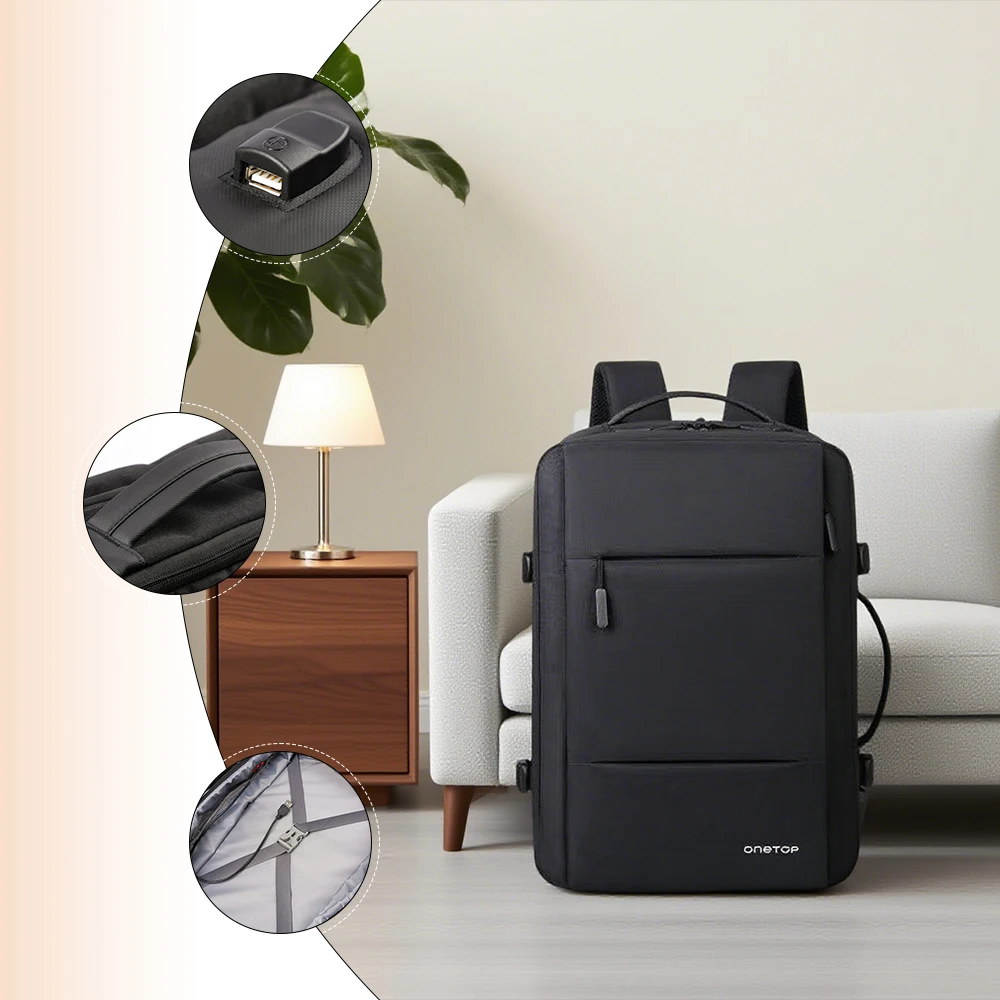 Mochila de viaje de 22 litros, puede contener una computadora portátil de 15 pulgadas, mochila de viaje expandible