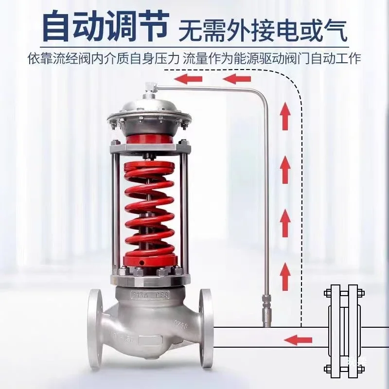 Self-operated regulating valve, high temperature regulated nitrogen automatic flow single-seat stainless steel pressure reducing