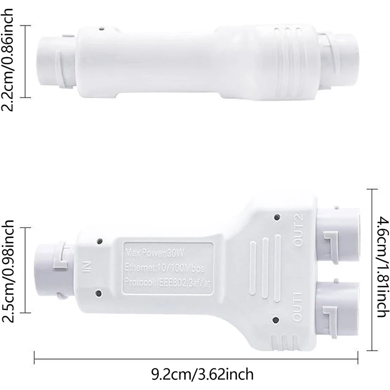 New Outdoor Waterproof standard 10/100Mps 1 in 2 out POE Extender/Repeater 30W Factory Direct Sales