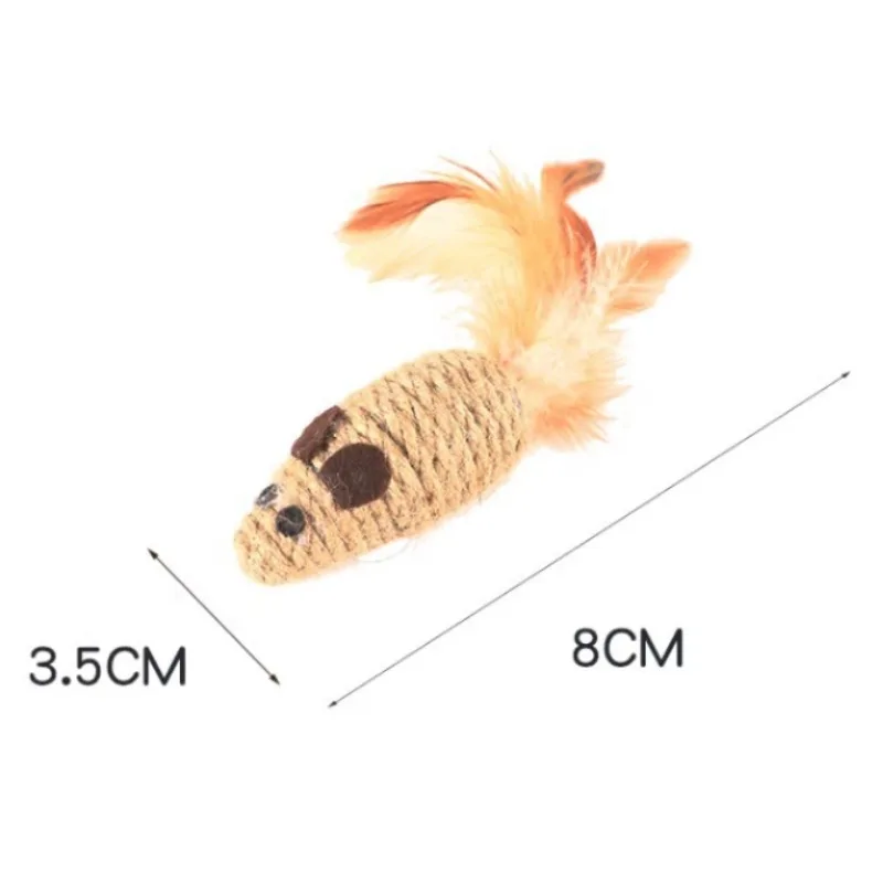 Sisal False Mouse Cat Toy Bite Resistance Stuffed Toy Interactive Cat Toy Simulation Mice Kitten Self-Playing Toy Pet Supplies image 2