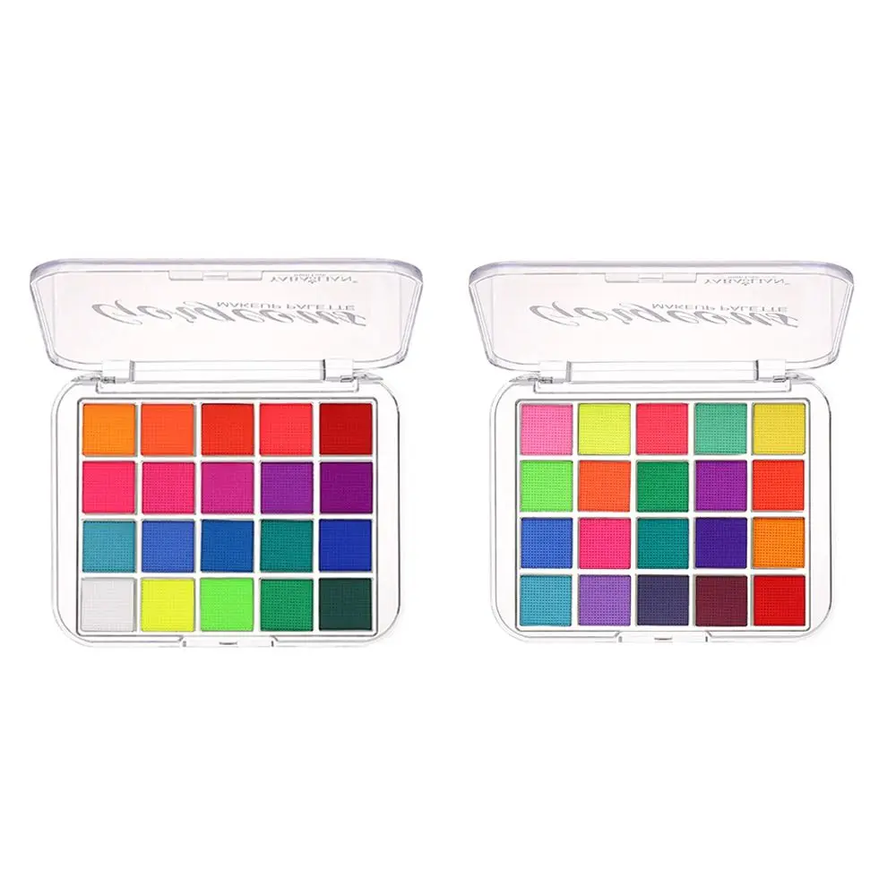 Paleta de pintura facial para maquillaje de ojos, pigmento de pintura facial seguro de 20 colores, pigmentos de sombra para ojos profesionales fáciles de limpiar