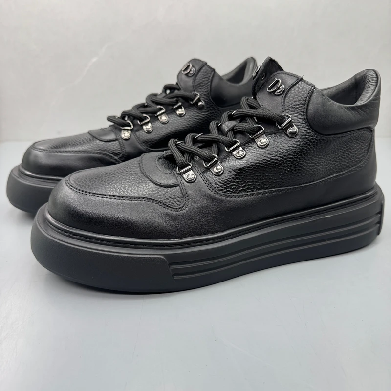 

Rare Guangzhou Men's High Top Sport Casual oes Thi Bot Leather oes Korean Sle ort Boots Daily Wear Comfortable