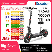 iScooter iX6 1000W Electric Scooter 11 inch EScooter 17.5Ah 25 km/h 55-65km Range Powerful Electric Scooter Foldable E-Scooter