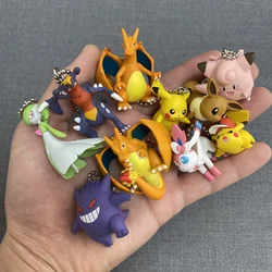 Genuine Scale Model Pokemon Pikachu Gengar Slowpoke Mewtwo Model Toy Hanging Key Chain Action Figure Toys