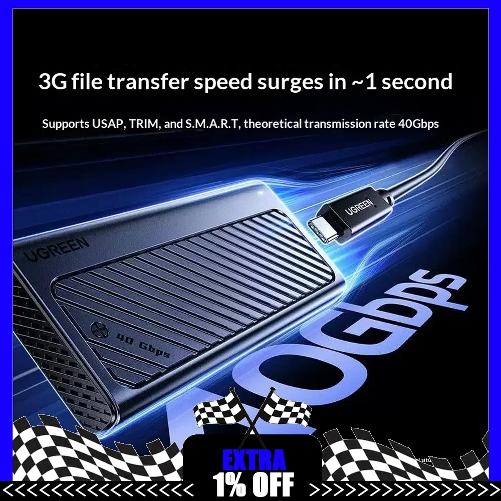 UGREEN CM850 Docking Station Adapter USB4 M.2 NVMe SSD Enclosure 40Gbps Dual Protocol Thunderbolt 45368