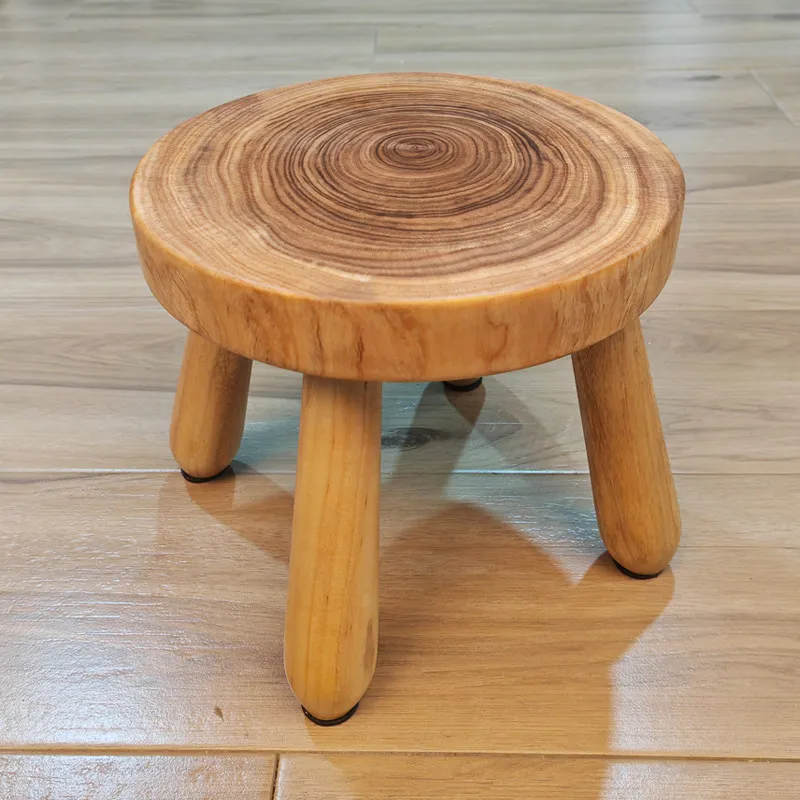Solid Wood Round Stool for Entryway, Home Low Stool, Balcony Seating, Smaller Versatile Space-Saving Natural Wood Stool