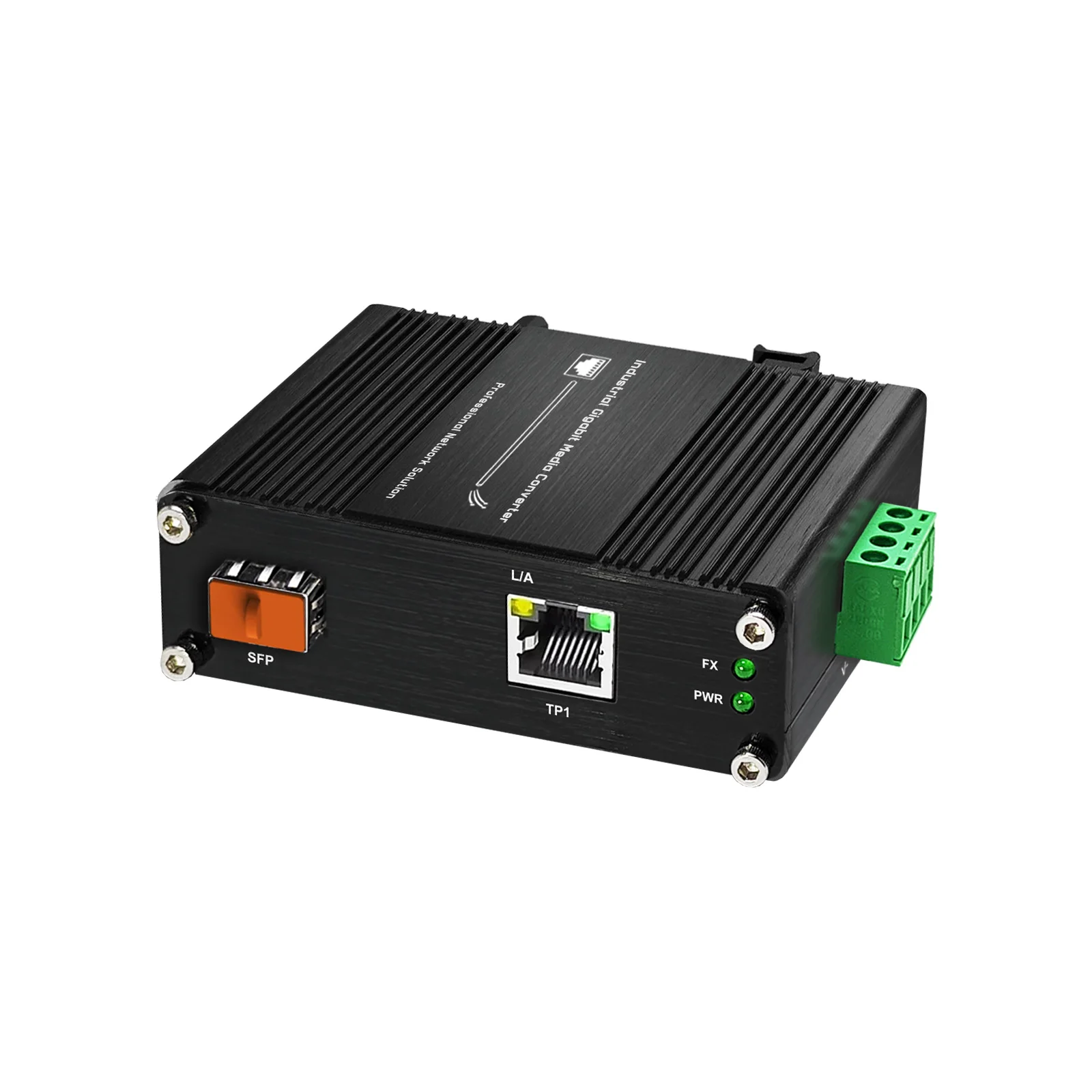 

Mini Industrial Gigabit 1-Port PoE Media Converter with SFP Slot, IEEE802.3af/at/bt Output, DIN-Rail/Wall Mountable