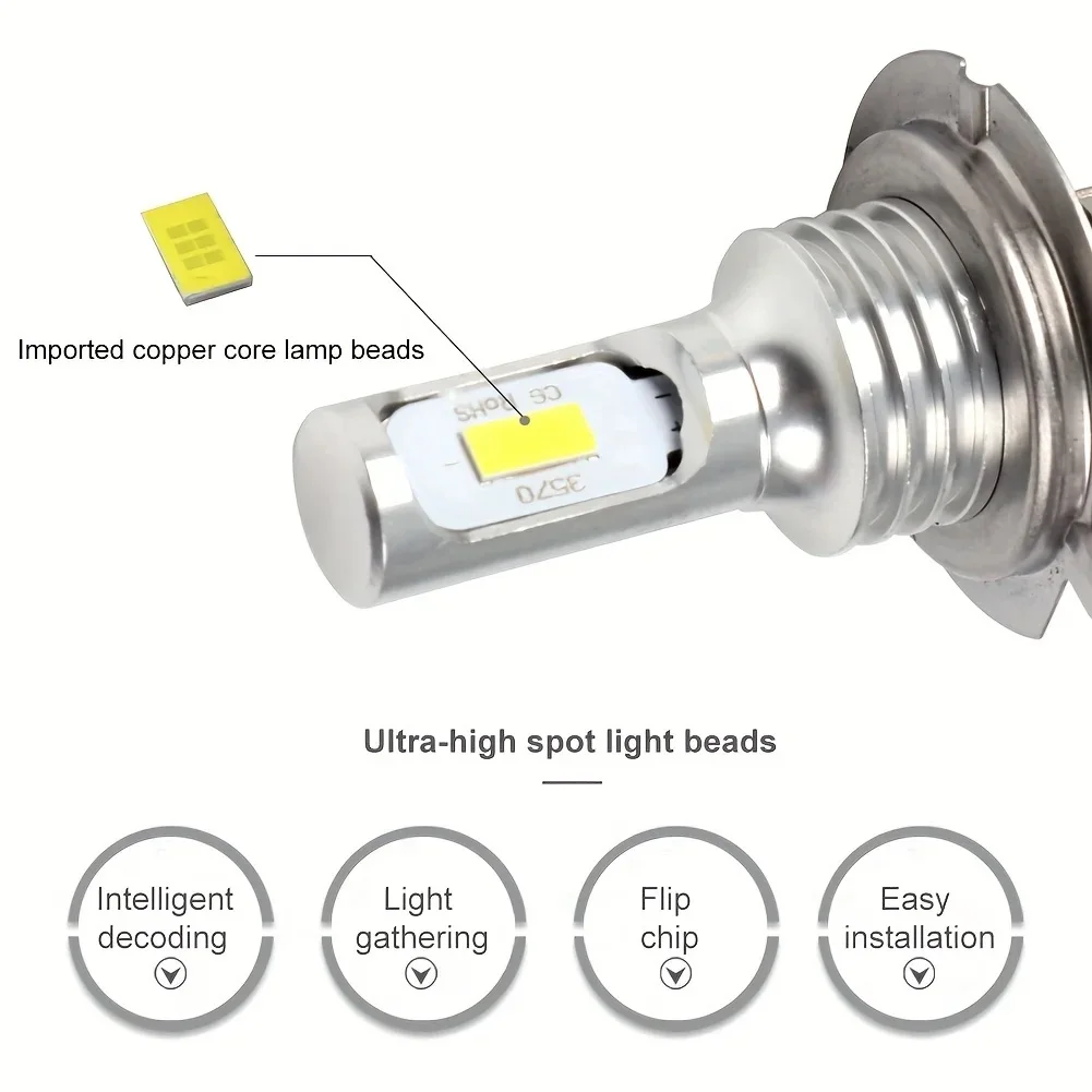 طقم مصابيح أمامية LED 80 وات H7، Hi/Lo Beam 6000K IP68 مقاوم للماء - مصباح أمامي الكل في واحد ومصباح ضباب لشاحنة السيارة SUV #4