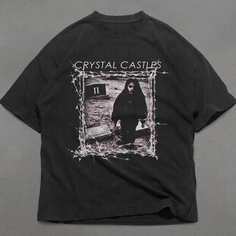 Crystal Castles T-shirt ,Graphic Short Sleeve Crew Neck Cotton T-Shirt, Comfort colors shirt, 90s style grunge graphic tee, Crystal castles graphic tee, Gothic Y2k graphic tee, unisex