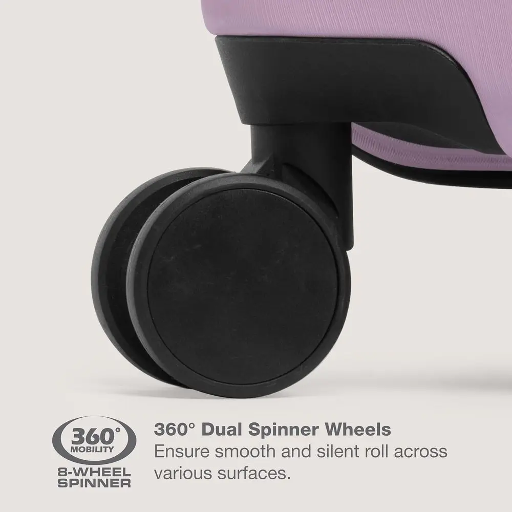 Maleta de mano extensible 22 Red Hardshell Spinner con interior de lavanda