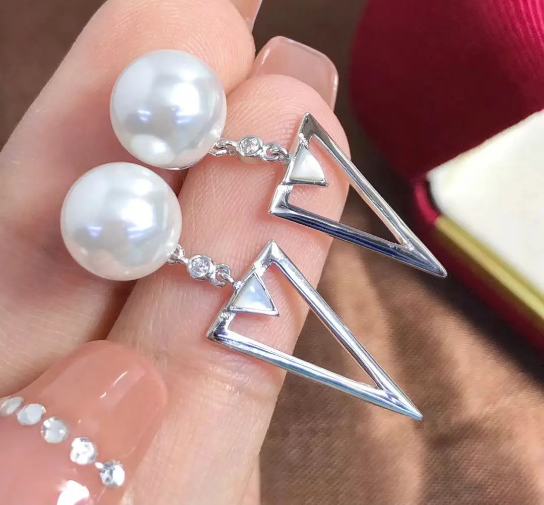 Wholesale S925 Sterling Silver Earrings Mount Findings Settings Base Mounting Parts Accessory for 7-8mm Pearls 5 pairs/lot