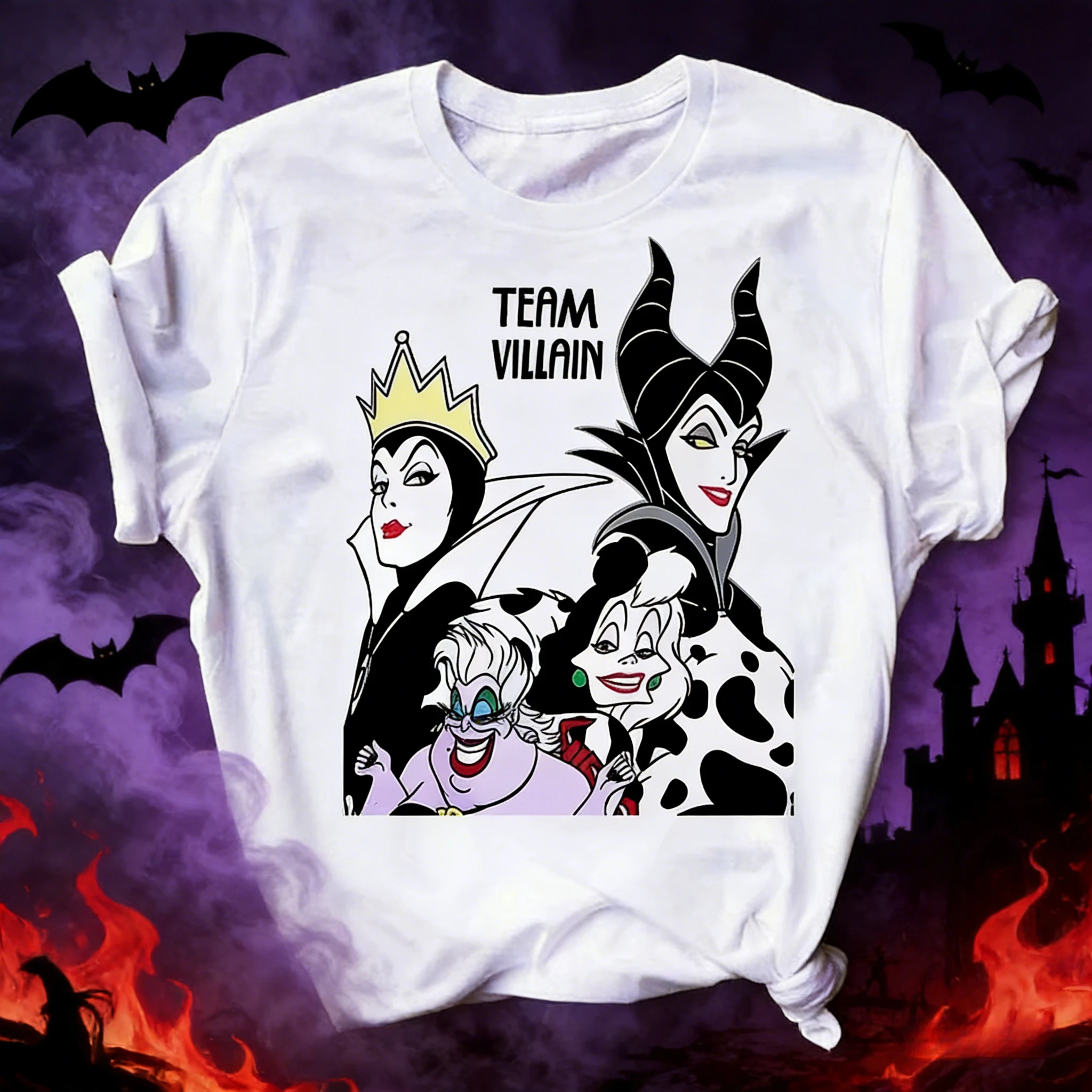 

2026 Summer Disney Villain Print Pure Cotton T-shirt, Fashionable, Loose and Comfortable Short-sleeved, Unisex