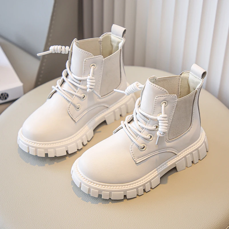 

Fashion Girl Boots 2025 Winter Simple Casual Child Ankle Boots British Style Breathable Anti Slip Versatile Girl Sports Shoes