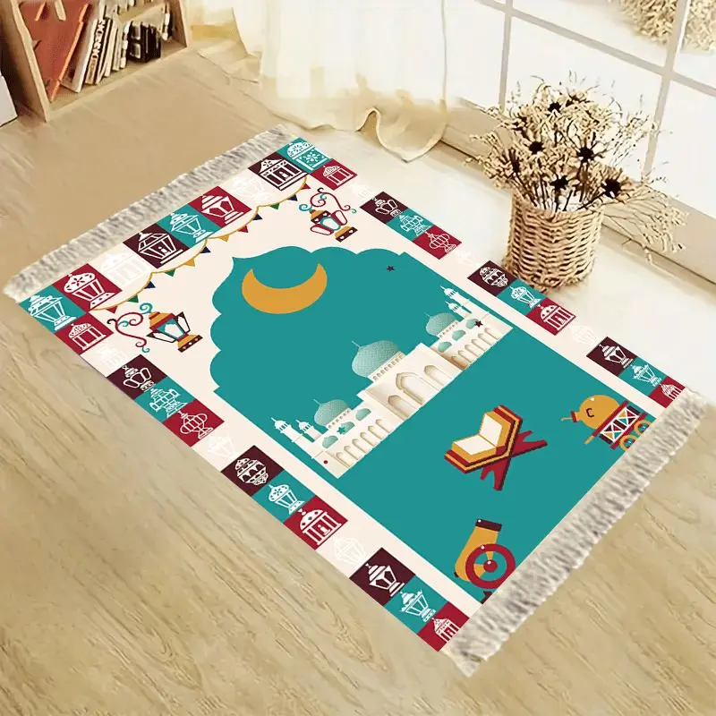 VIKAMA Cartoon Ramadan Lantern Mosque Arch Worship Carpet Wear resistant Portable Home Worship Mosque Pilgrimage