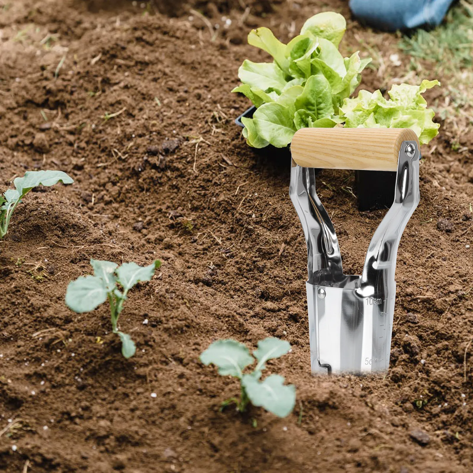 1Pcs Transplanting Tube Handhold Garden Transplanting Tool Ergonomic Wooden Handle Easy Plant Transfer Outdoor Gardening Tool