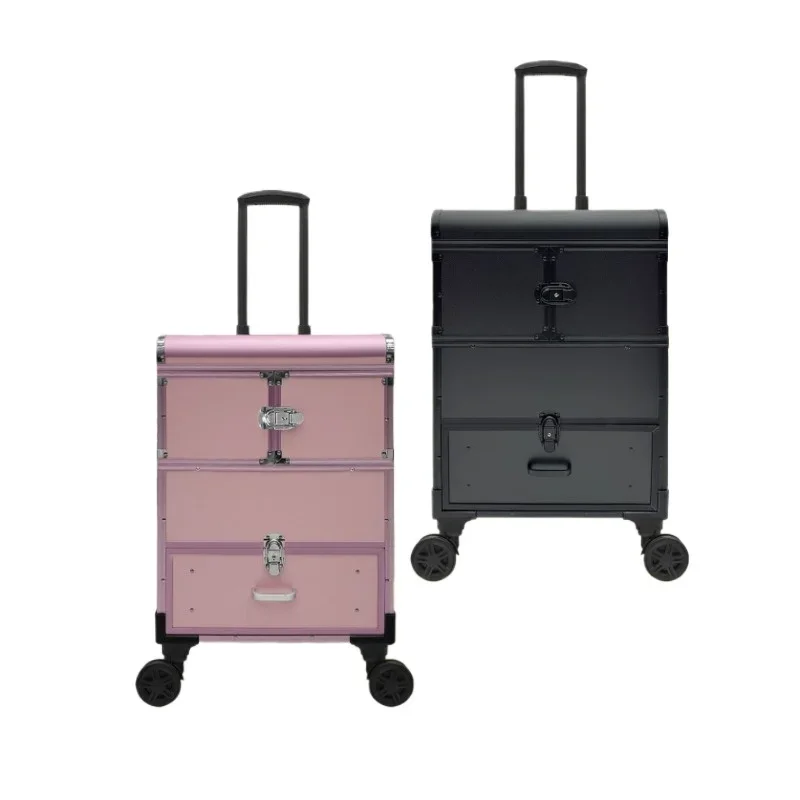 Aluminum Frame Cosmetic Storage Suitcase Beauty Box Cosmetic Bag Portable Makeup Artist Storage Trolley Case Storage Suitcase