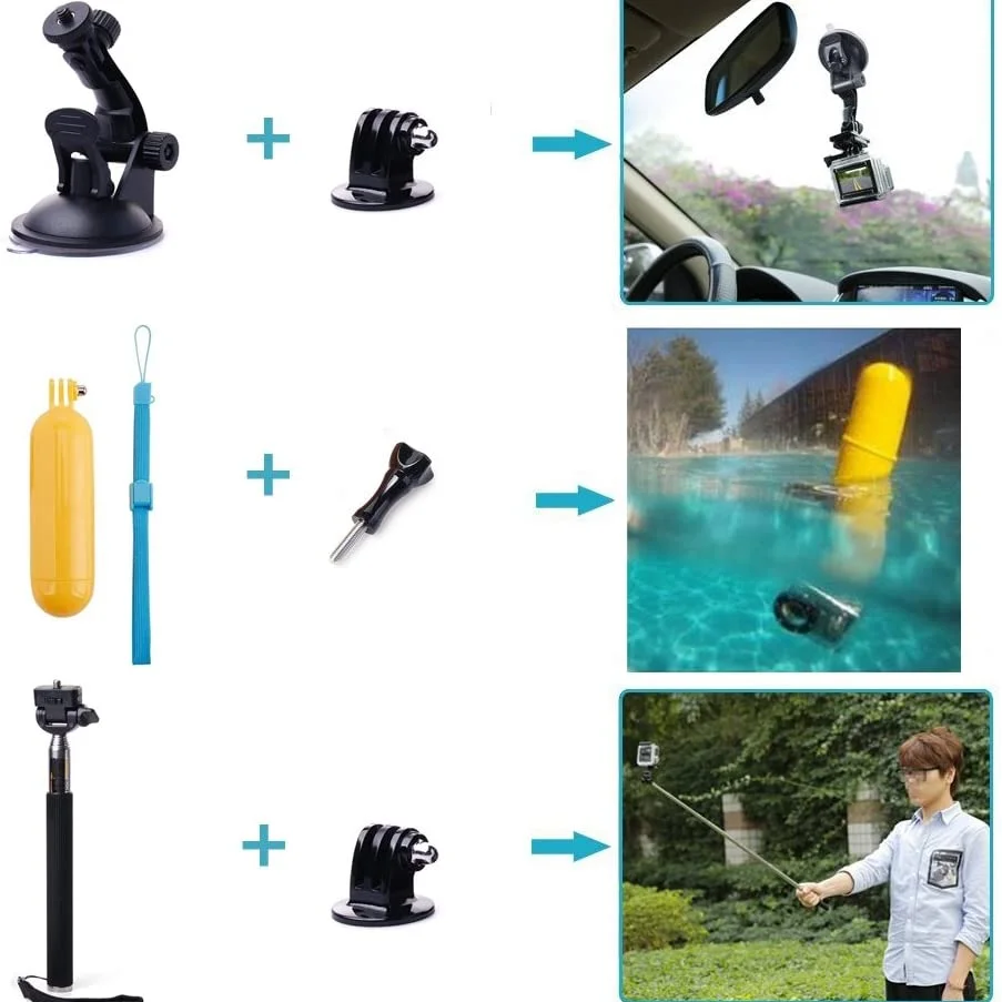 Waterproof Camera Car Suction Cup Mount Floating Handle Grip Selfie Stick For Gopro 10 9 8 7 5 SJCAM XiaoYi Sport Action Camera