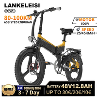 Electric Bike LANKELEISI G650 500W Motor 48V12.8AH Adult Portable Electric Bike 20-inch Fire Urban switch e-Bike