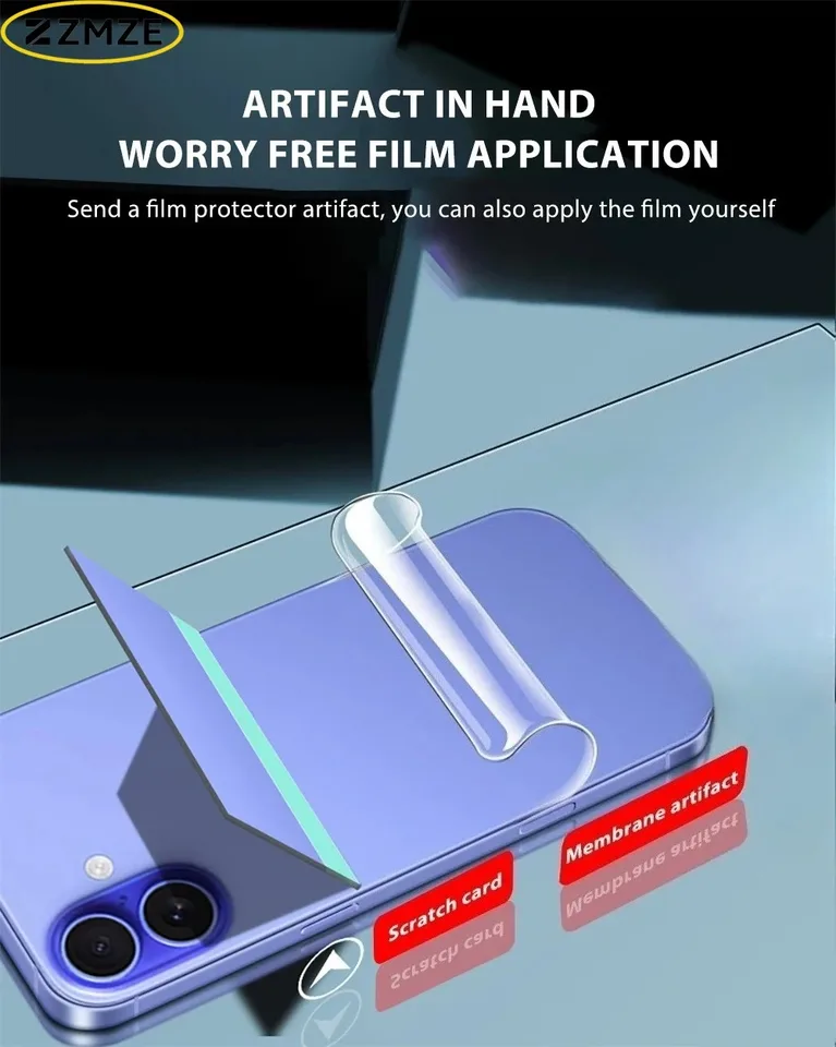 2/3 Piezas Película de Hidrogel Trasera para iPhone 17 16 15 Pro Max 13 14 12 11 Película Transparente Suave Protector de Pantalla Antirrayas Antigolpes 6