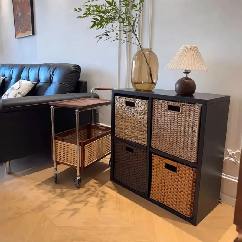 Steel lattice cabinet, bookshelf black household thickened storage shelf free combination floor cabinet