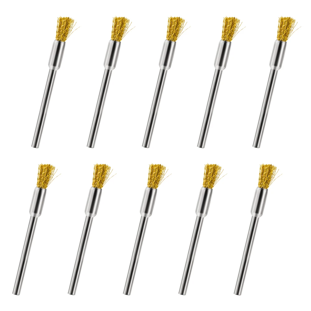 CMCP 3.0mm Shank Wire Brush Brass 10/20pc Wire Polishing Brush for Dremel Rotary Tool Metal Polishing Tool