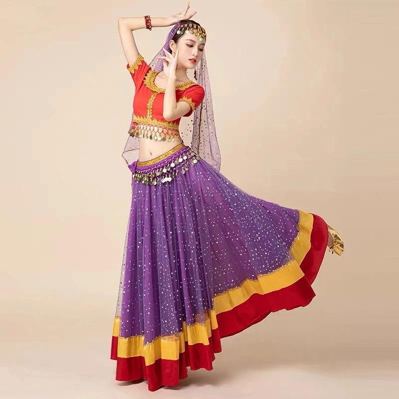Indian Dance Belly Dance Costumes Swinging Skirts Group Dance Performance Costumes Adult Women Oriental Dance Costumes