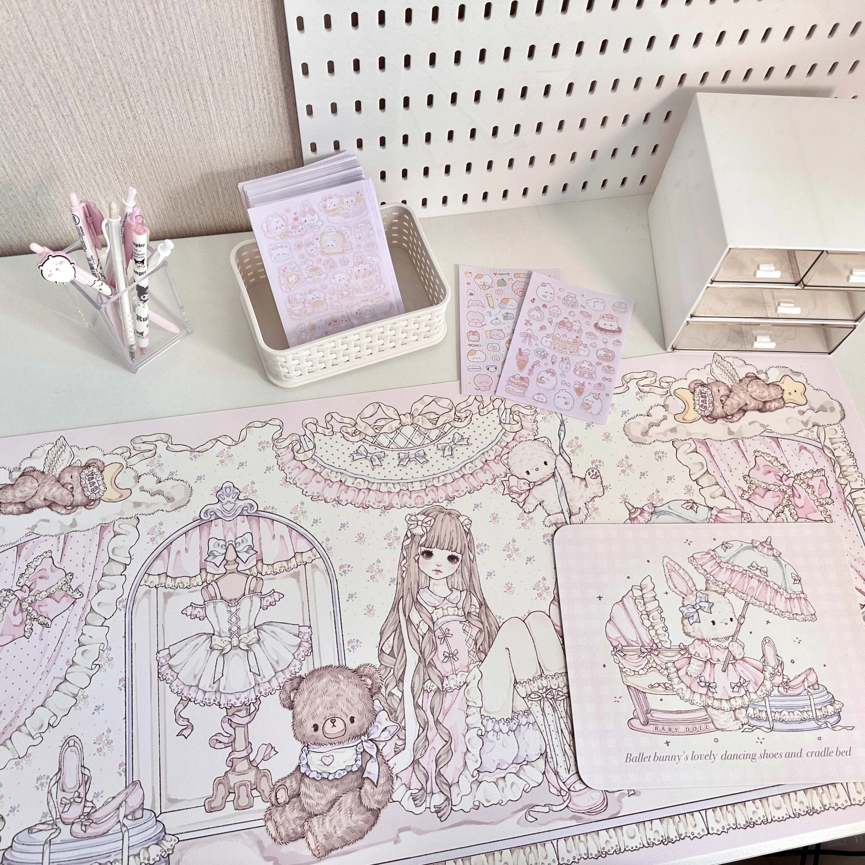 Ins Kawaii Cartoon Rabbit Pu Leather Mousepad Office Desk Mat Mouse Pad Computer Speed Type Carpet Player Laptop Keyboard Mat