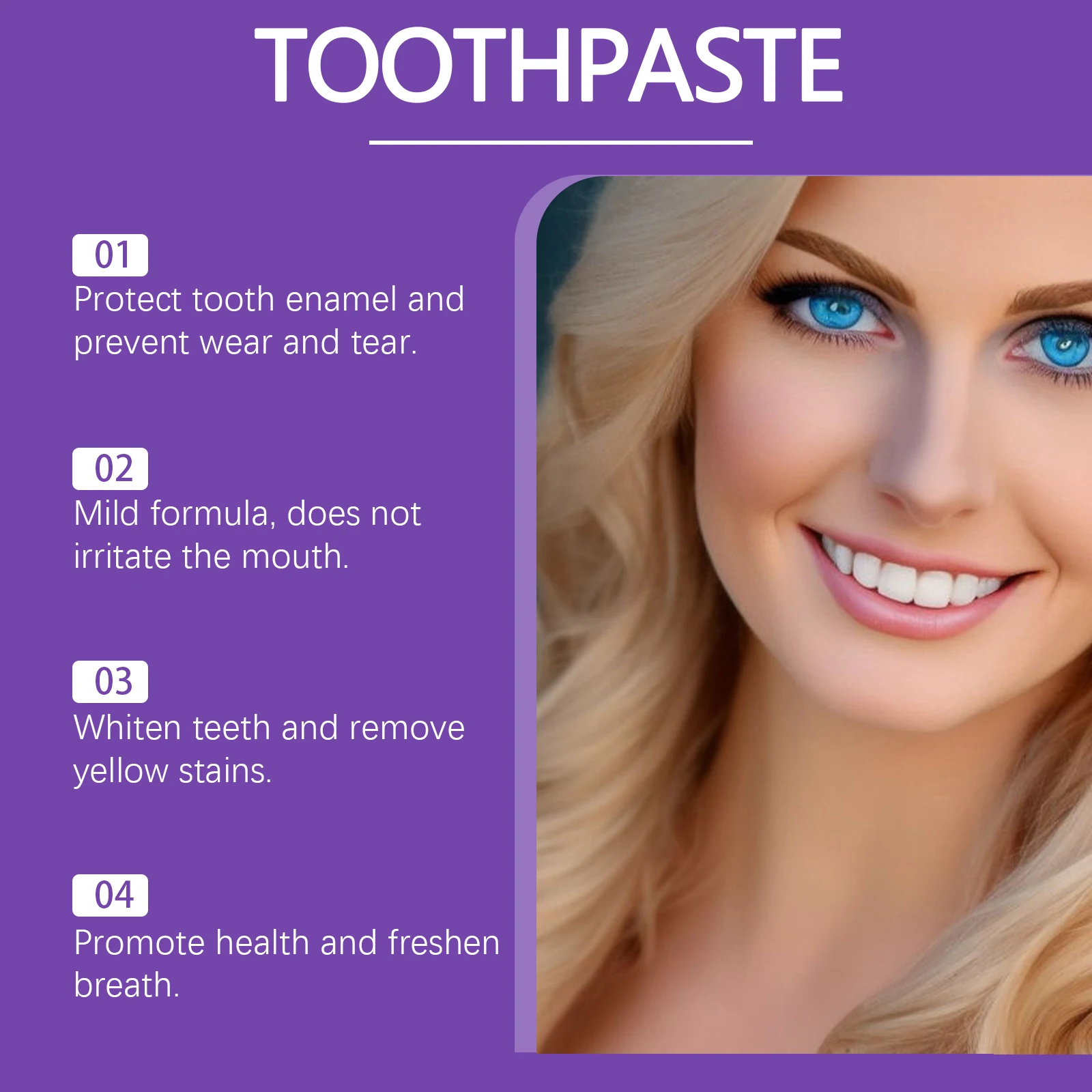 ORALHOE Purple Toothpaste - Stain Removal Protects Tooth Enamel - Fresh Breath Sensitivity Relief Dental Care