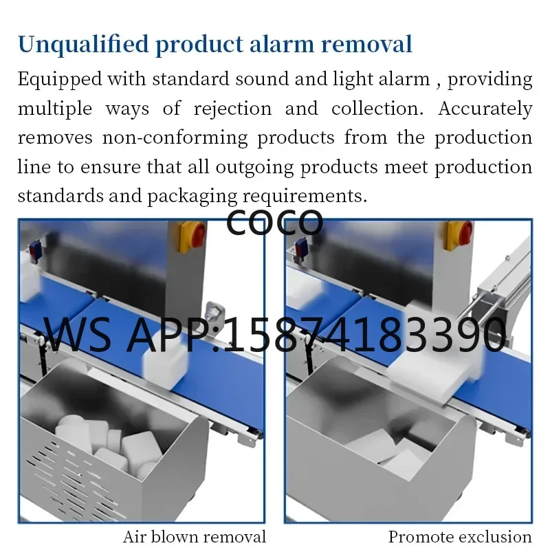 Customizable Food Checkweigher Machine, Automatic Conveyor Belt Weight Checker with Alarm Reject System