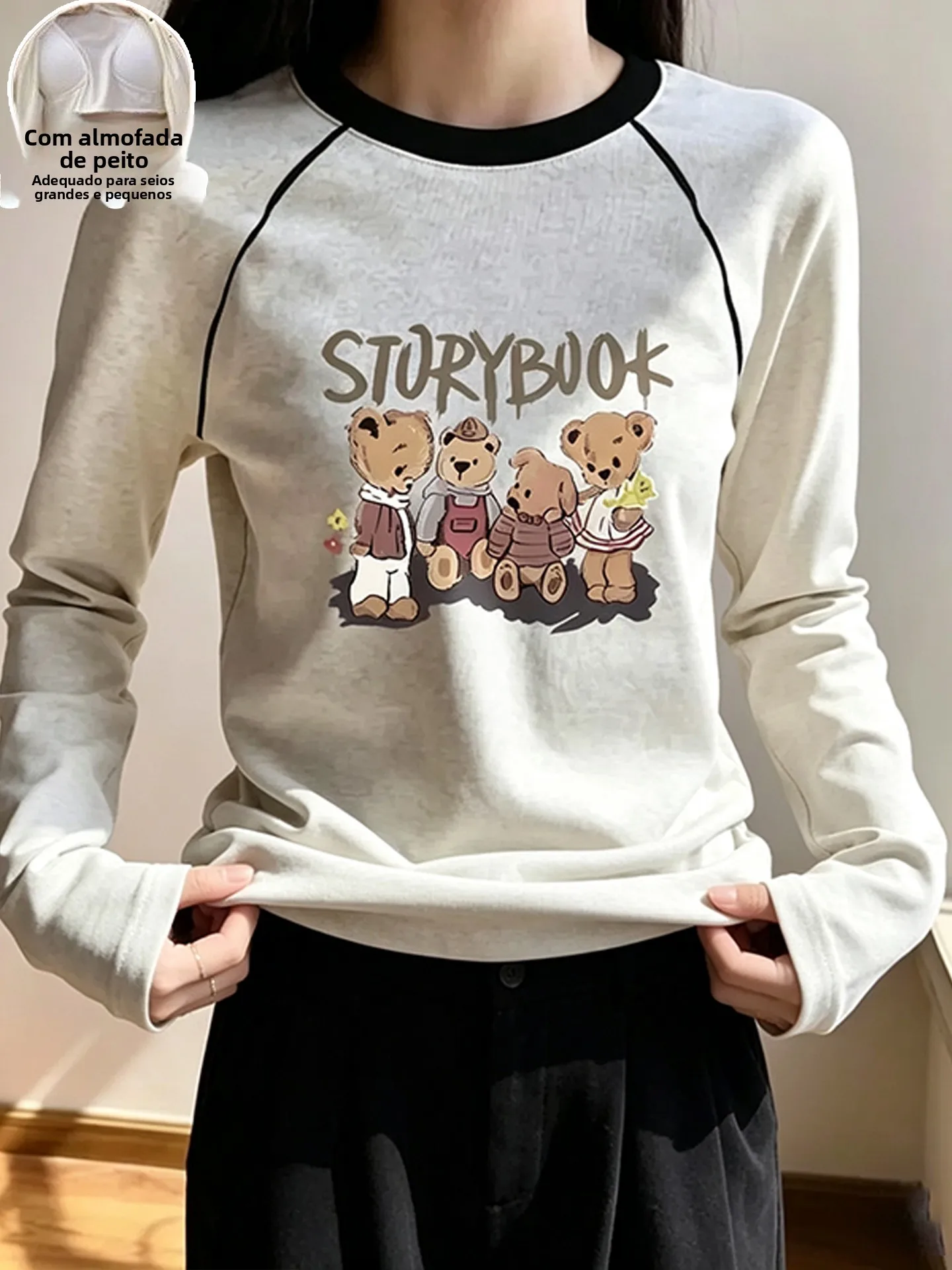 秋の純綿パジャマ女性の肩パッド長袖漫画ホーム服トップ冬屋外着用可能なかわいいデザイン