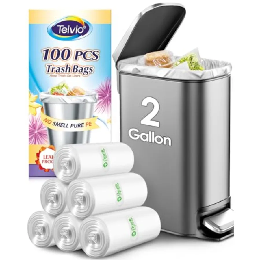 2 Gallon 00 s Strong Trash Bags Garbage Bags by, Small Waste Basket Liners, Bathroom Trash Can Bin Liners, Plastic Bags for hom