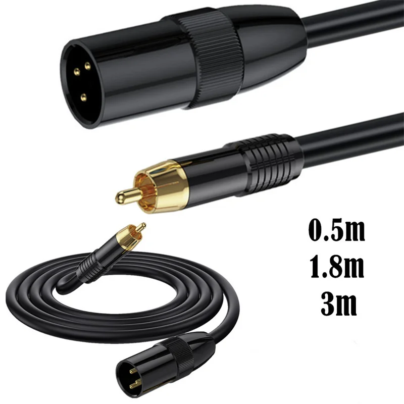 XLR Male  to RCA Plug Adapter  Cable, XLR Male 3 Pin to  RCA Male Plug Stereo Audio Cable Connector 0.5m  1.8m  3m