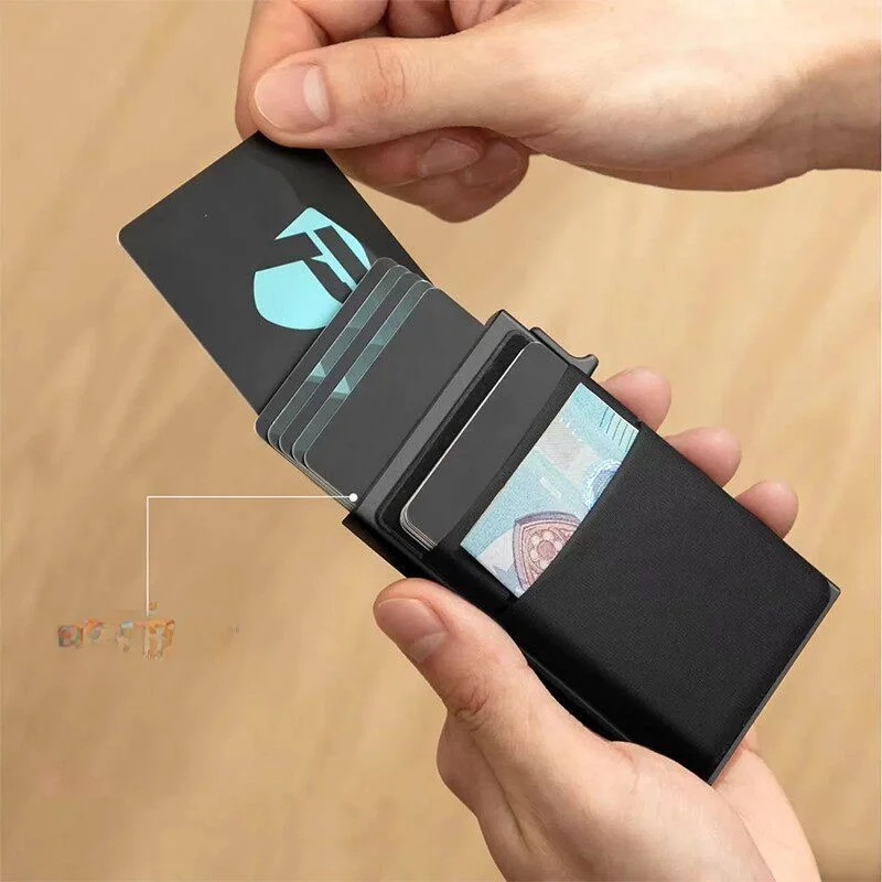 2026 New Aluminum Alloy Side Push Automatic Card Wallet RFID Anti-Magnetic Thin Credit Card Holder Business OL Style for Men