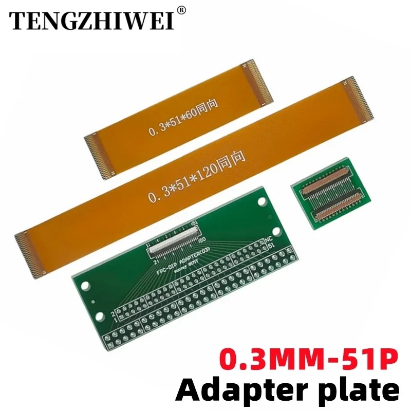 Adaptador de extensão fpc-51p-a60/120mm, 0.3mm-51p