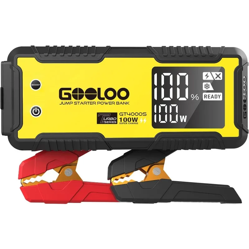 

GT4000S Jump Starter 4000A Автомобильный стартер (до 10 л дизельных газовых двигателей 12 л), литиевый редуктор с быстрой зарядкой, 100 Вт,