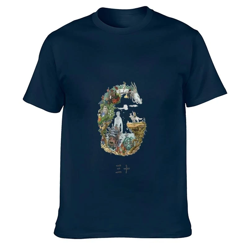 Men Women Tee Spirited Away Haku Dragon Anime Collage Print Retro Japanese Cartoon Style Soft Cotton Crew Neck T-shirt