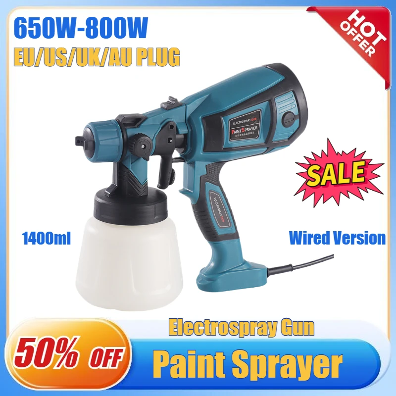 Electric Spray Gun Powerful HVLP Paint Sprayer 0.8/1.8/2.5mm Auto Furniture Steel Coating Airbrush High Quality Electrospray Gun