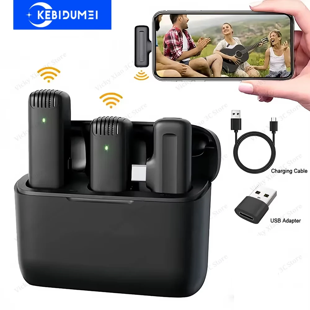 

Wireless Lavalier Microphone Lapel Microphones Set Short Video Recording Mini Mic For iPhone Android Gaming Live Broadcast