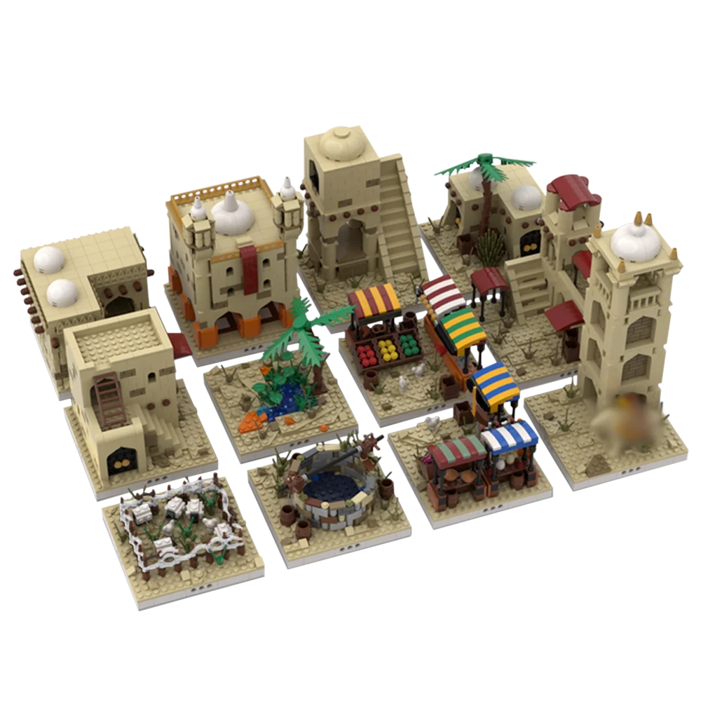 

C4608 Village with Water Well, Oasis, Houses, Towers and Market 3957 Parts