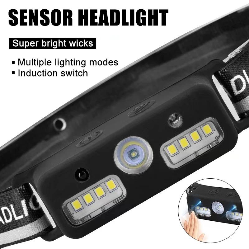 D5 Induction Headlamps Mini LED Charging Headlight Camping Flashlight Head-Mounted Strong Light Fishing Portable Head Torch Lamp